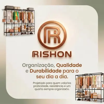 foto de Guarda Roupa Dobravel Closet Aberto Organizador De Roupas Desmontavel E Arara Organizadora 4 Colunas Em Aço Resistente Rishon
