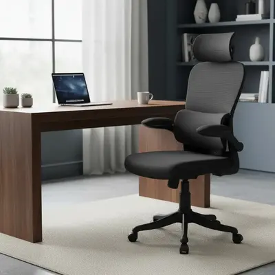 foto de Cadeira Escritório Ergonômica Genebra B500 Luvinco Cor Preto Com Suporte Lombar Estofado Mesh
