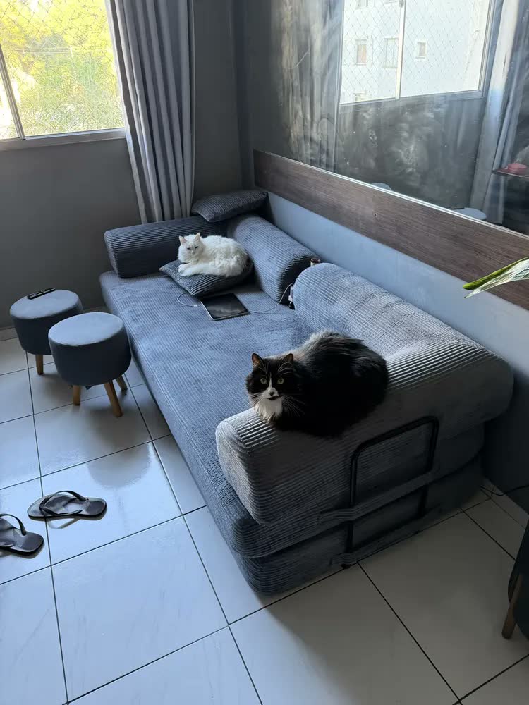 foto de Sofá Cama 3 Lugares Retrátil Reclinável Multifuncional 2,00m