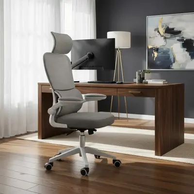 foto de Cadeira Escritório Ergonômica Genebra G500 Luvinco Cor Cinza Com Suporte Lombar Estofado Mesh