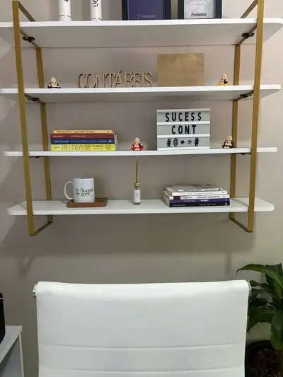 foto de Prateleira Multiuso Arnad Design Industrial Cor Dourado/branco