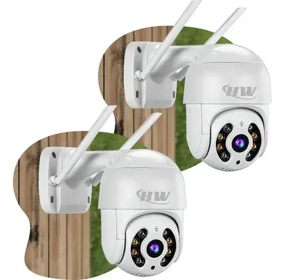 foto de Kit 2 Câmeras Segurança Ip Interna Externa Wifi iCSee Infravermelho Prova D’Água - HW