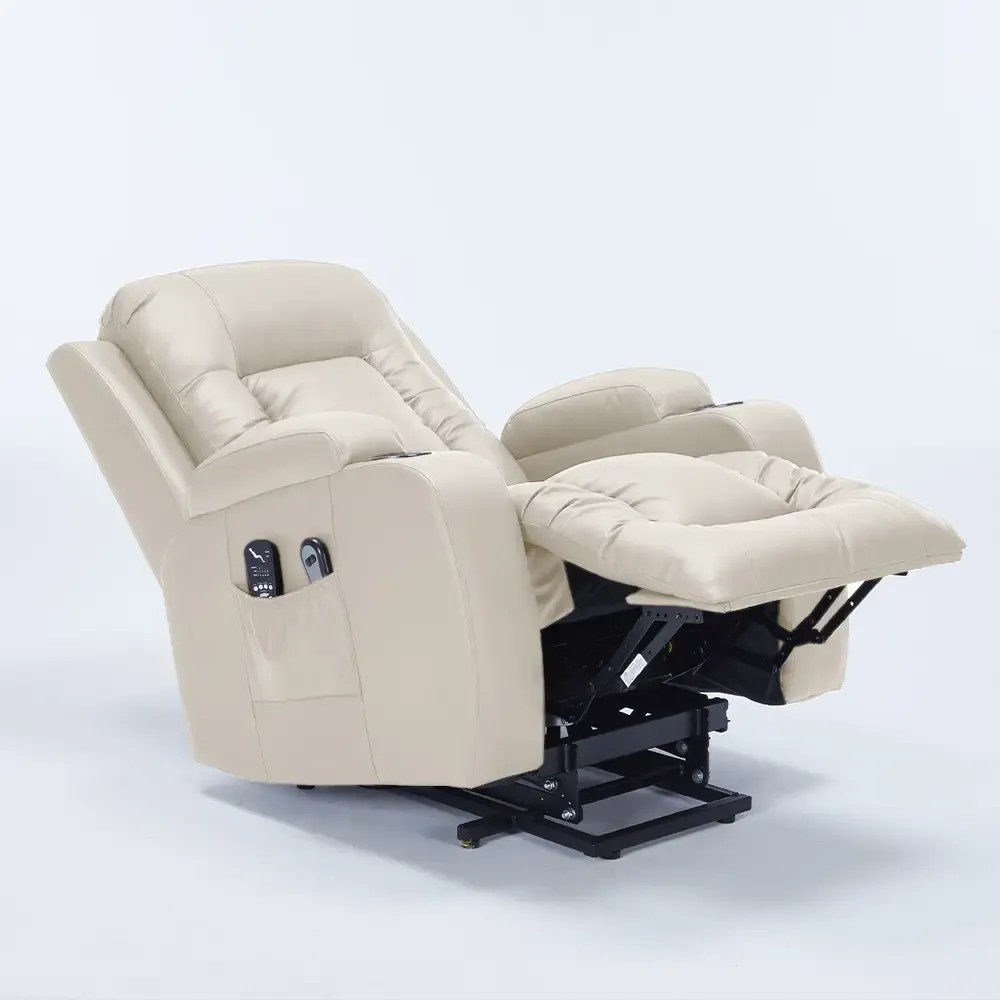 Poltrona Liff Reclinável Aquecimento Massagem Pu Bege