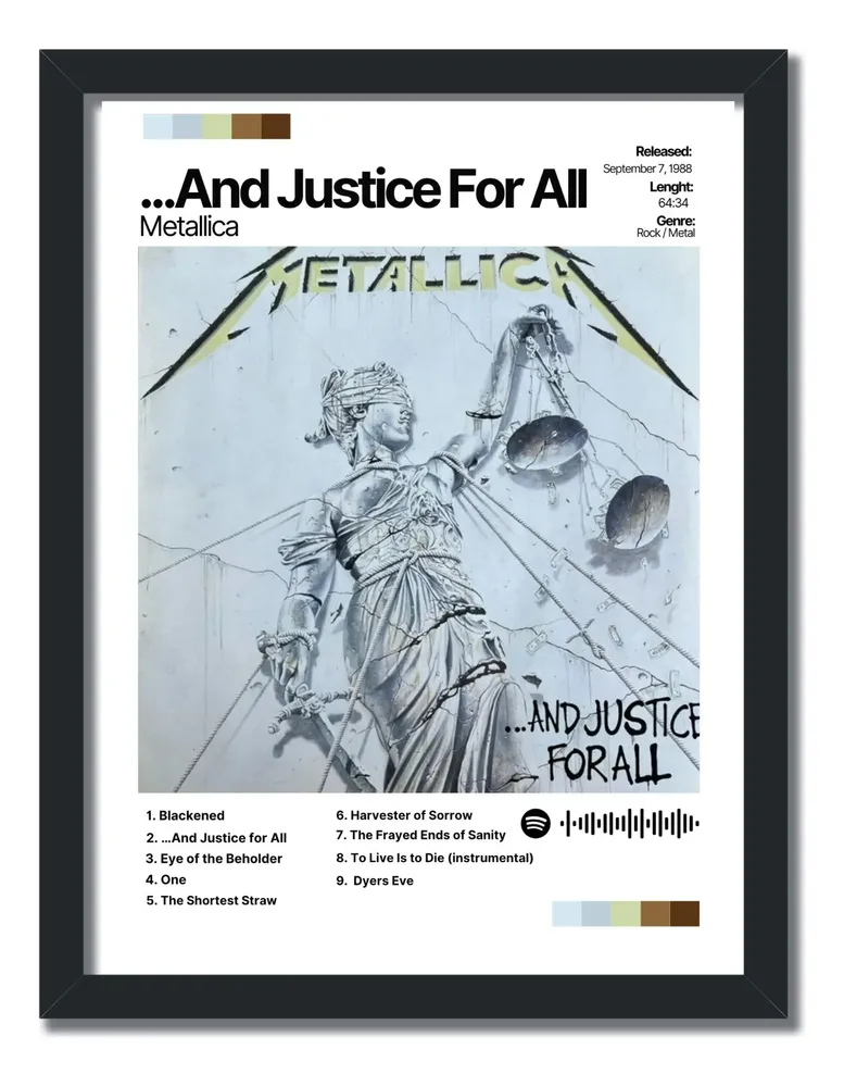 foto de Quadro Metallica Spotify 30x20 Decorativo- Escolha Seu Álbum