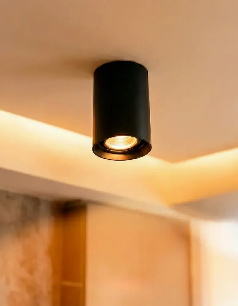 foto de Spot Sobrepor Led Delis Preto Direcionável Lâmpada Dicroica MR16 Teto