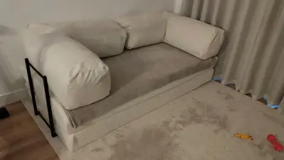 foto de Puff Sofá Que Vira Cama Casal 2 Em 1 Pufe Na Caixa Moderno Cor Terracota Industrial