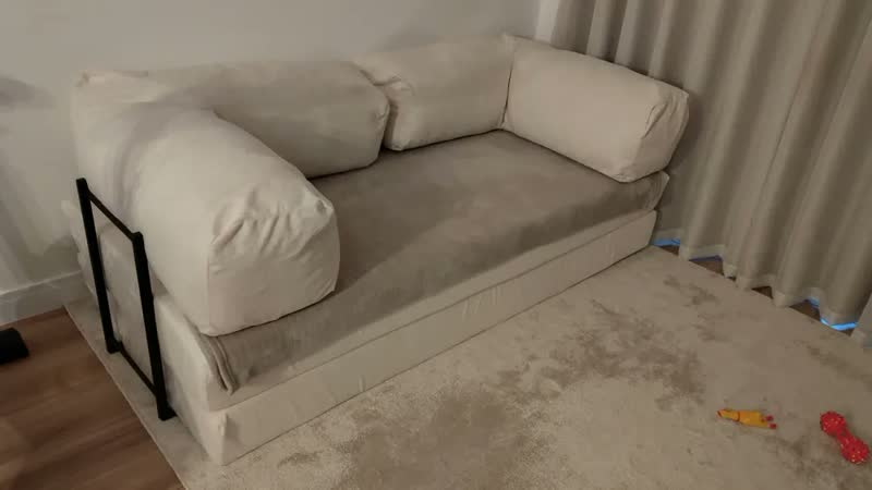 foto de Puff Sofá Que Vira Cama Casal 2 Em 1 Pufe Na Caixa Moderno Cor Terracota Industrial