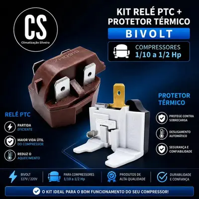 foto de Relé E Protetor Térmico Ptc Universal P/ Geladeira Consul Brastemp Electrolux Continental Ge Metalfrio Gelopar