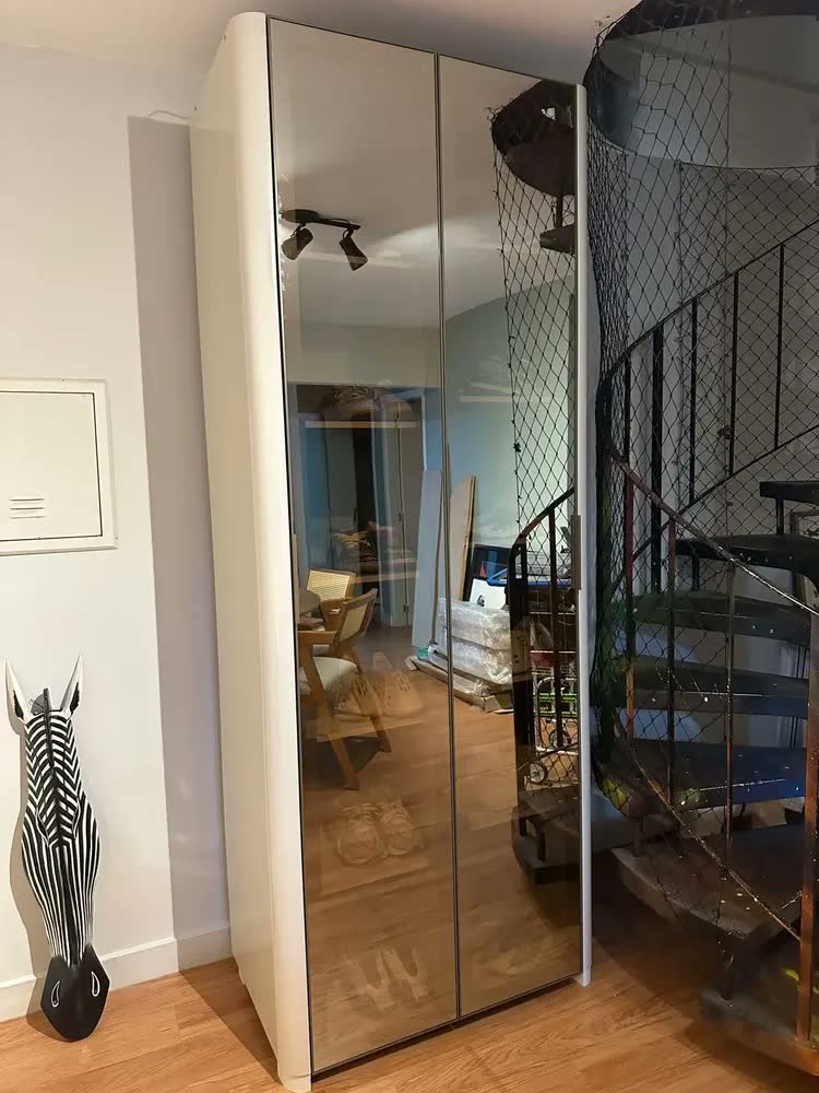 foto de Sapateira Espelhada 1 Porta MDF Branco Gelius Móveis 5 Prateleiras