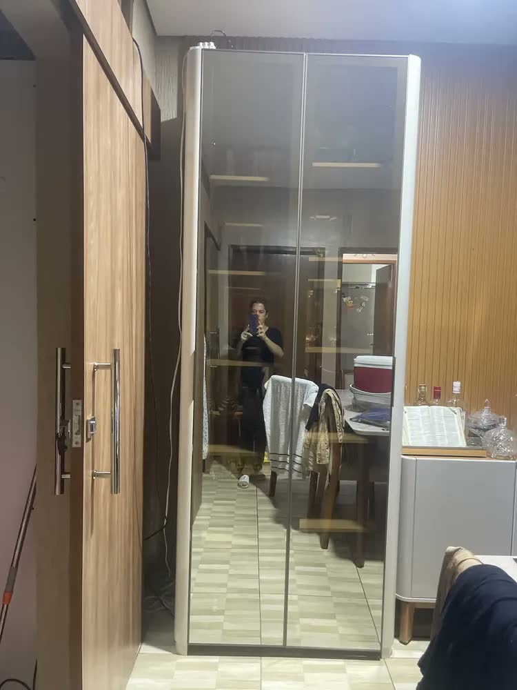 foto de Sapateira Espelhada 1 Porta MDF Branco Gelius Móveis 5 Prateleiras