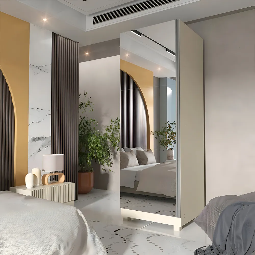 Sapateira Espelhada 1 Porta MDF Branco Gelius Móveis 5 Prateleiras