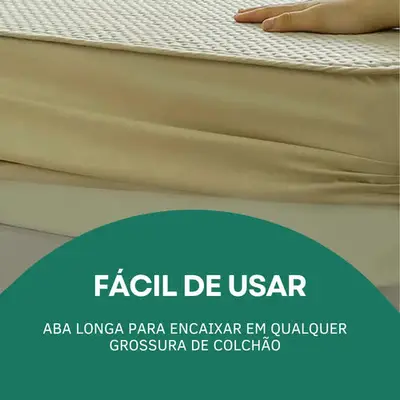 foto de Protetor De Colchão Impermeável Matelado Solteiro Antialérgico Antiácaro Toque Macio E Suave Premium Caqui