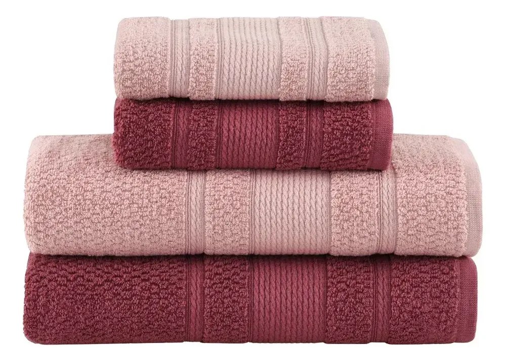 Jogo de Toalhas Buddemeyer Bella Extra Soft Banho Rosa/Rosa Claro 4 peças