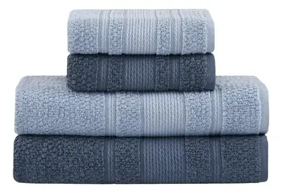 foto de Jogo De Toalhas Buddemeyer Bella Extra Soft Banho 4 Peças Azul Claro/azul Marinho