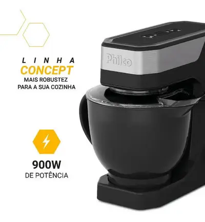 foto de Batedeira Planetária Philco 900W 5L Preta 12 Velocidades Turbo PBP90A