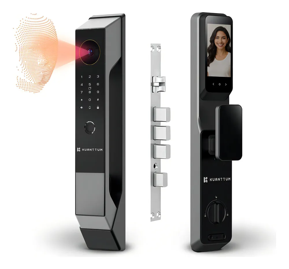 foto de Fechadura Digital Kuanttum Omega com Reconhecimento Facial e Wi-Fi para Portas de Madeira