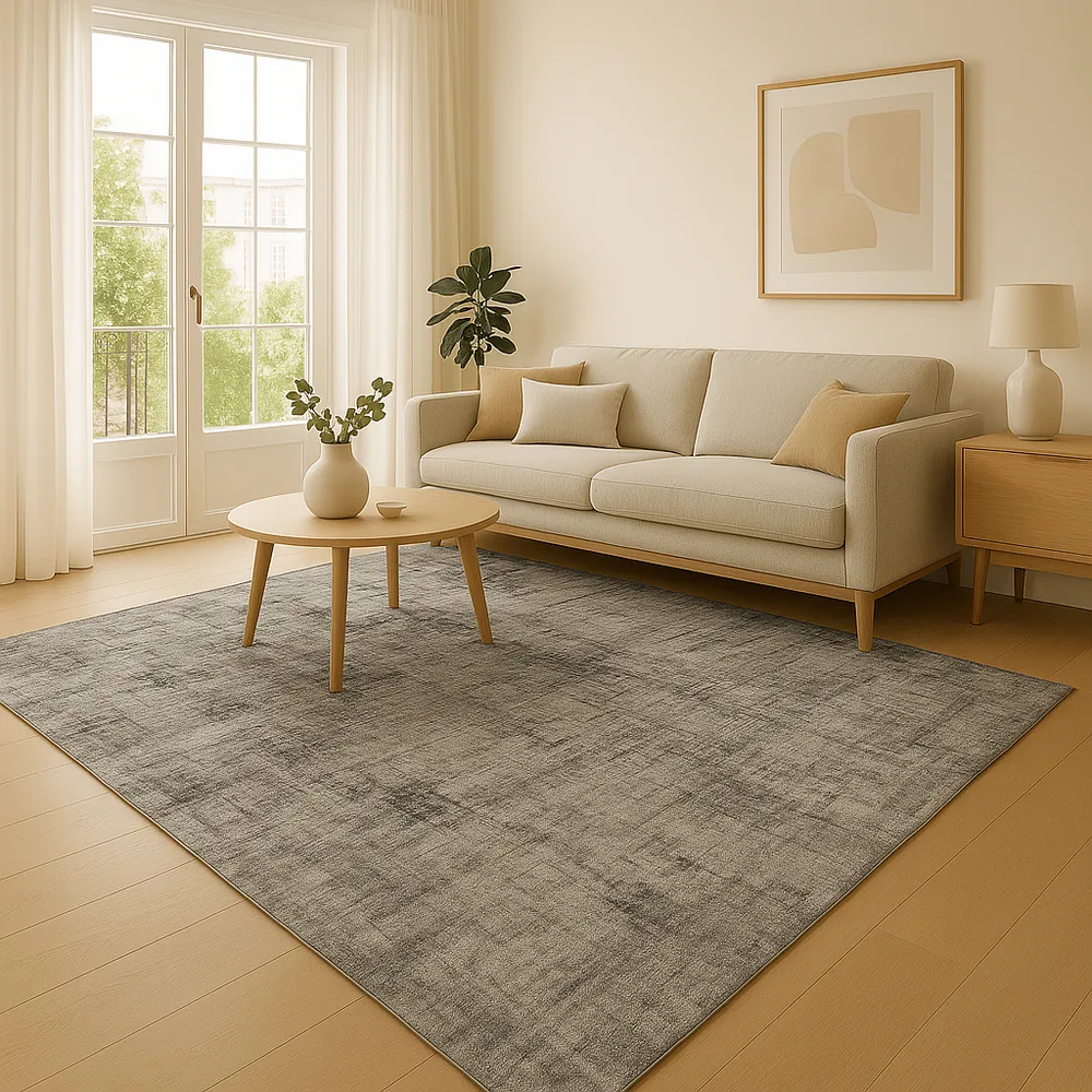 foto de Tapete Grande para Sala e Quarto Algodão Jacquard Antiderrapante 2 x 2.5 m Branco/Cinza