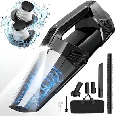 foto de Aspirador De Pó Sem Fio Portátil Com Luz Led, Alta Sucção, Recarregável E Leve, Ideal Para Carro, Casa, Escritório E Pelos De Animais