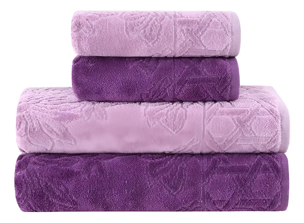 Jogo De Toalhas Banho Village Com 4 Peças Lilás E Roxo Buddemeyer