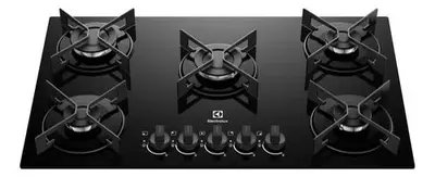 foto de Cooktop 5 Bocas a Gás Electrolux Mesa de Vidro Efficient Grade de Aço Fosco (KE5GR) Bivolt