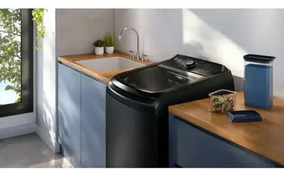 foto de Máquina De Lavar Electrolux 14,5kg Cesto Inox Lep15 Preto