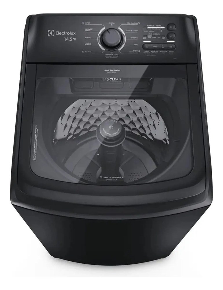 Máquina De Lavar Electrolux 14,5kg Cesto Inox Lep15 Preto