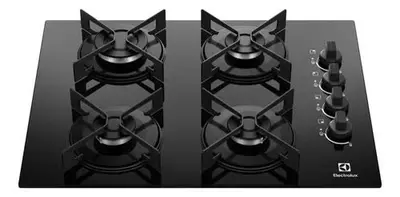 foto de Cooktop 4 Bocas a Gás Electrolux Mesa de Vidro Efficient Grade de Aço Fosco (KE4GR) Bivolt