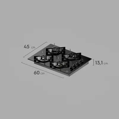 foto de Cooktop 4 Bocas a Gás Electrolux Mesa de Vidro Efficient Grade de Aço Fosco (KE4GR) Bivolt