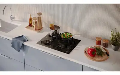 foto de Cooktop 4 Bocas a Gás Electrolux Mesa de Vidro Efficient Grade de Aço Fosco (KE4GR) Bivolt