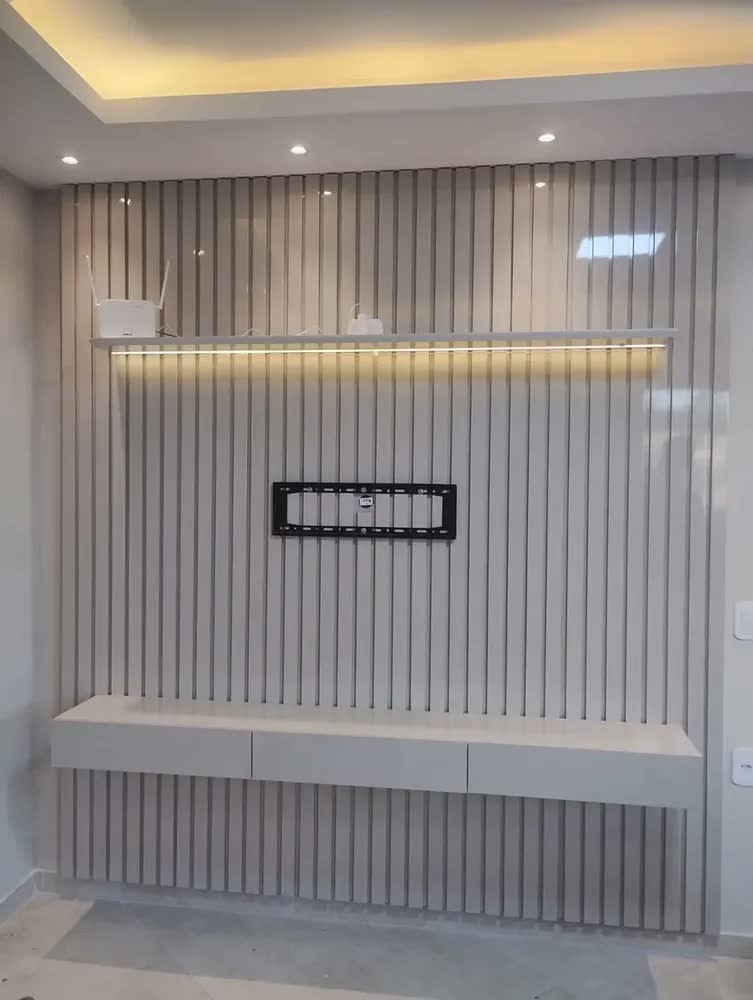 foto de Painel Ripado Tv Até 85 Polegadas Com Led 230cm Nobre