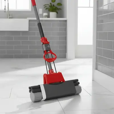 foto de Mop Limpeza Rodo Mágico Vassoura Mágica Limpeza Premium Hannover Home Esfregão Limpeza, Mop Esfregão Preto,Cinza e Vermelho