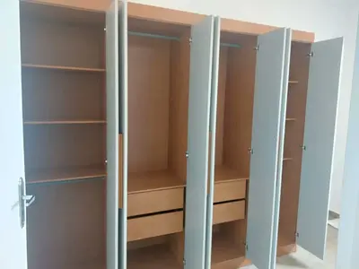 foto de Guarda-roupa Casal Easy Slim 8 Portas C/ Espelho Amendoa/off