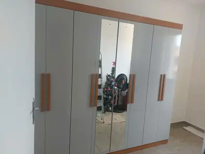 foto de Guarda-roupa Casal Easy Slim 8 Portas C/ Espelho Amendoa/off