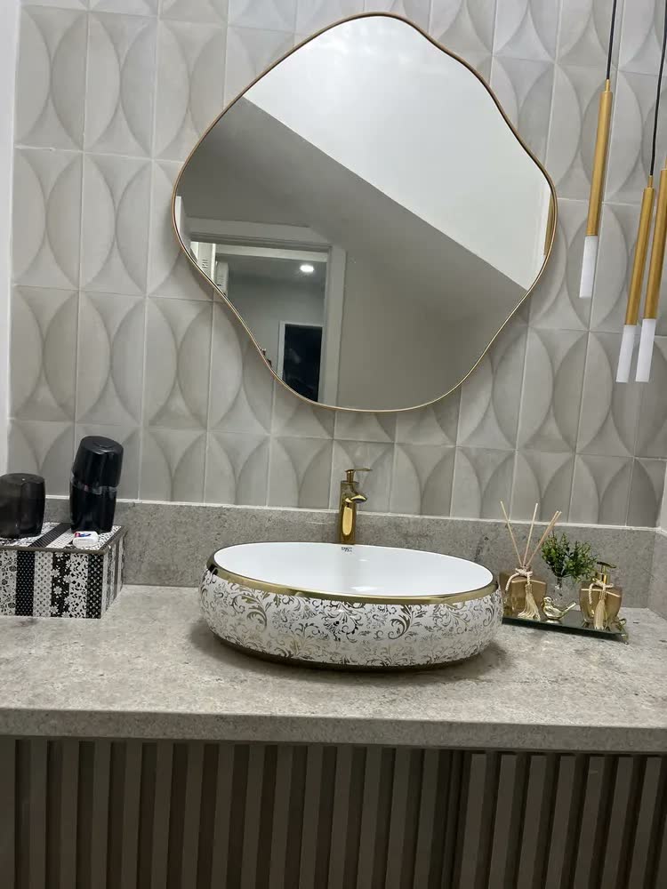 foto de Espelho Orgânico Com Borda Decorativo Moldura Em Madeira G Moldura Sumauma