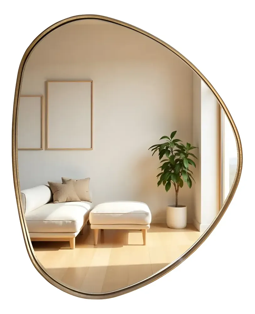 foto de Espelho Orgânico Com Borda Decorativo Moldura Em Madeira G Moldura Sumauma