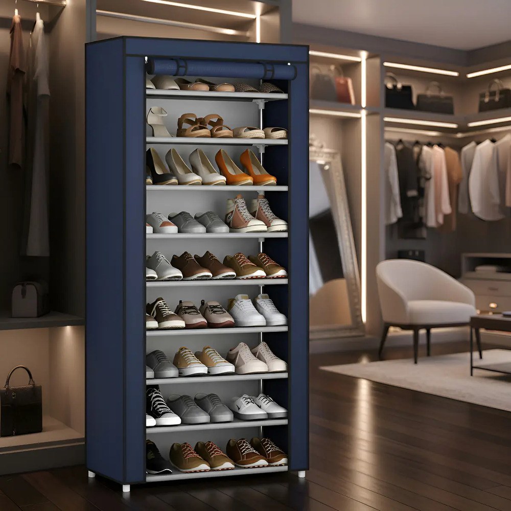 Sapateira Organizador De Sapatos Com 9 Prateleiras Tnt Cor Azul-marinho
