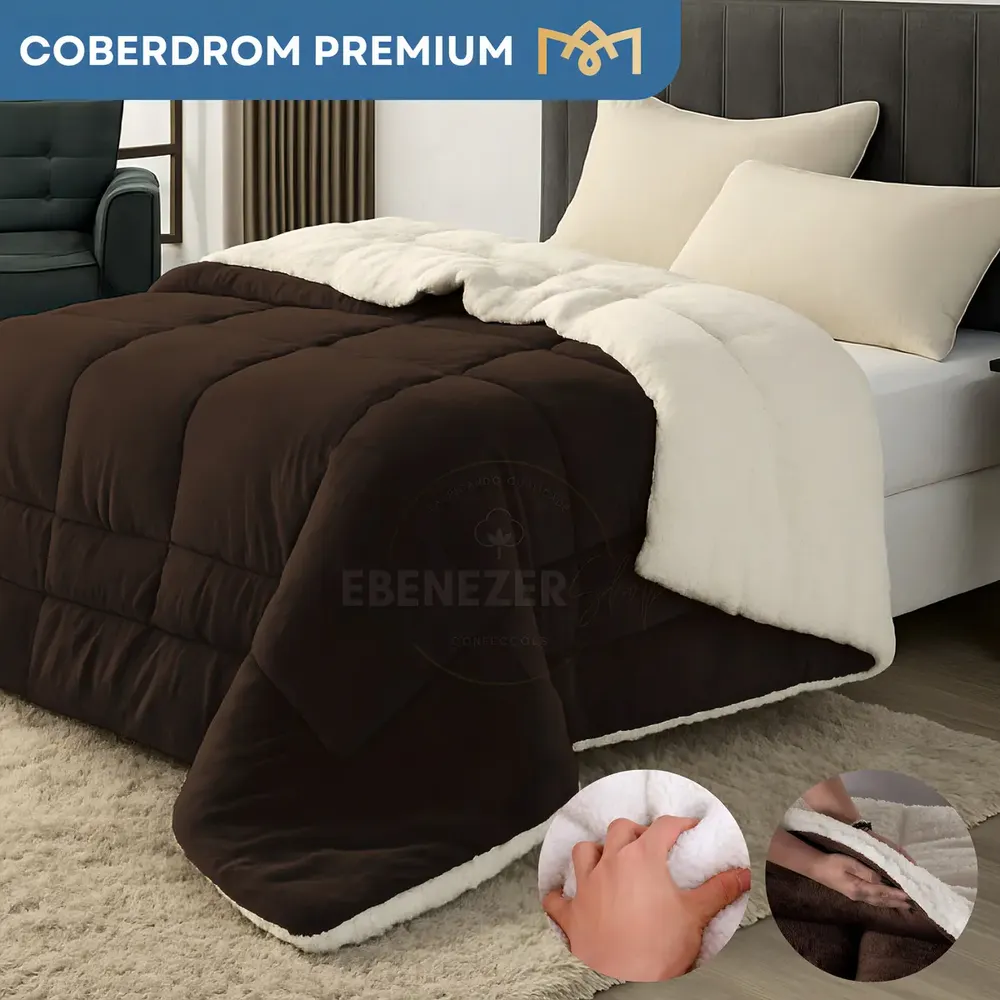 foto de Coberdrom Cobertor Casal Queen Edredom Super Macio Toque Aveludado Dupla Face Hotel Premium Luxo Cor Tabaco