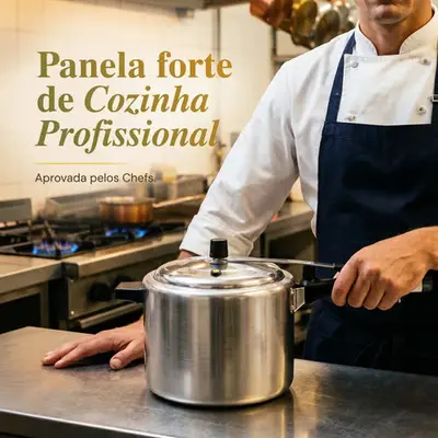 foto de Panela de pressão 10 litros Alumínio Polida Grande Reforçada Cozimento Rápido Econômica Fechamento Interno