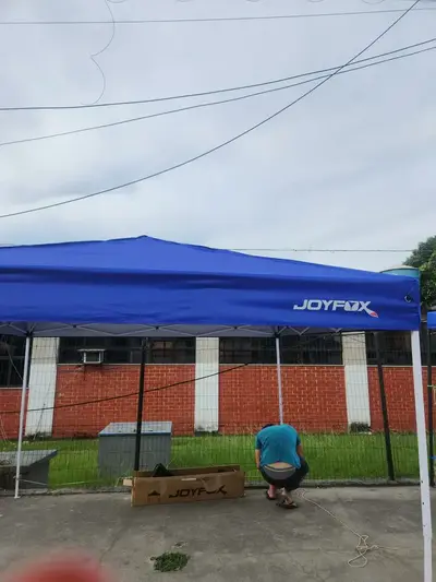 foto de Gazebo Dobrável Joyfox 3x3m Azul-Marinho de Poliéster 210D com Proteção UV