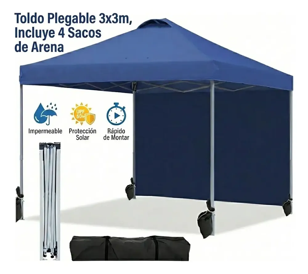 foto de Gazebo Dobrável Joyfox 3x3m Azul-Marinho de Poliéster 210D com Proteção UV