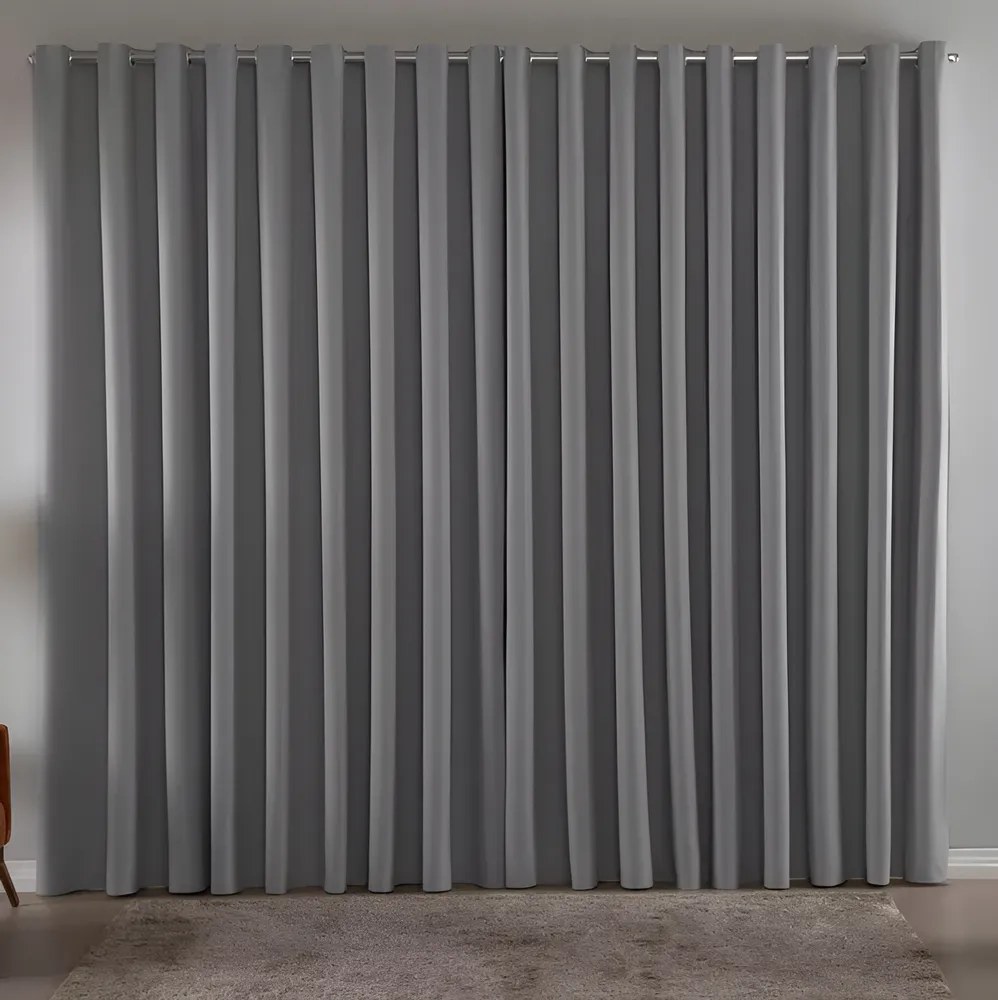 Cortina Blackout Em Tecido 2,80x2,30 Corta Luz Cor Cinza