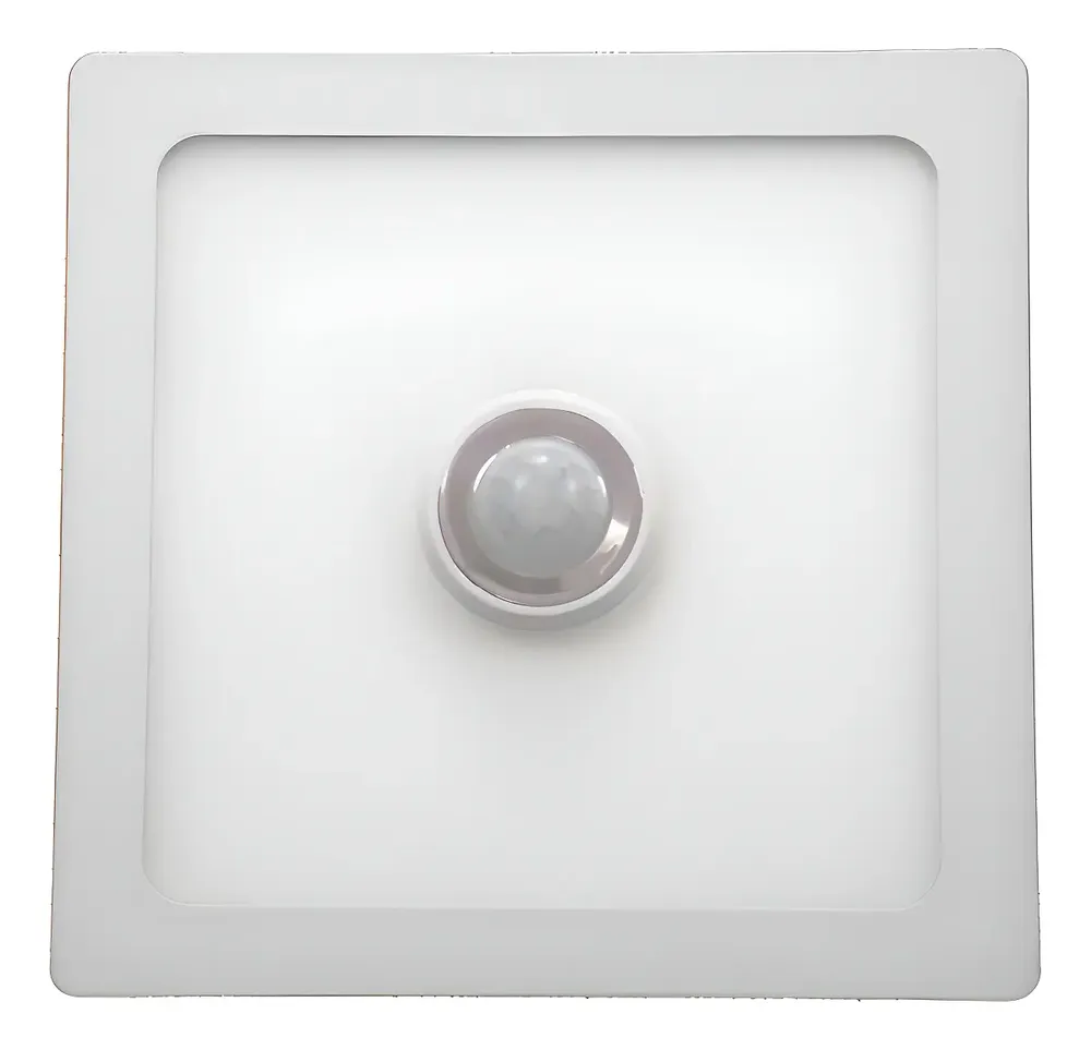 Plafon LED Sobrepor LuxLite 12W Sensor Presença Luz Fria Quadrado 6500K