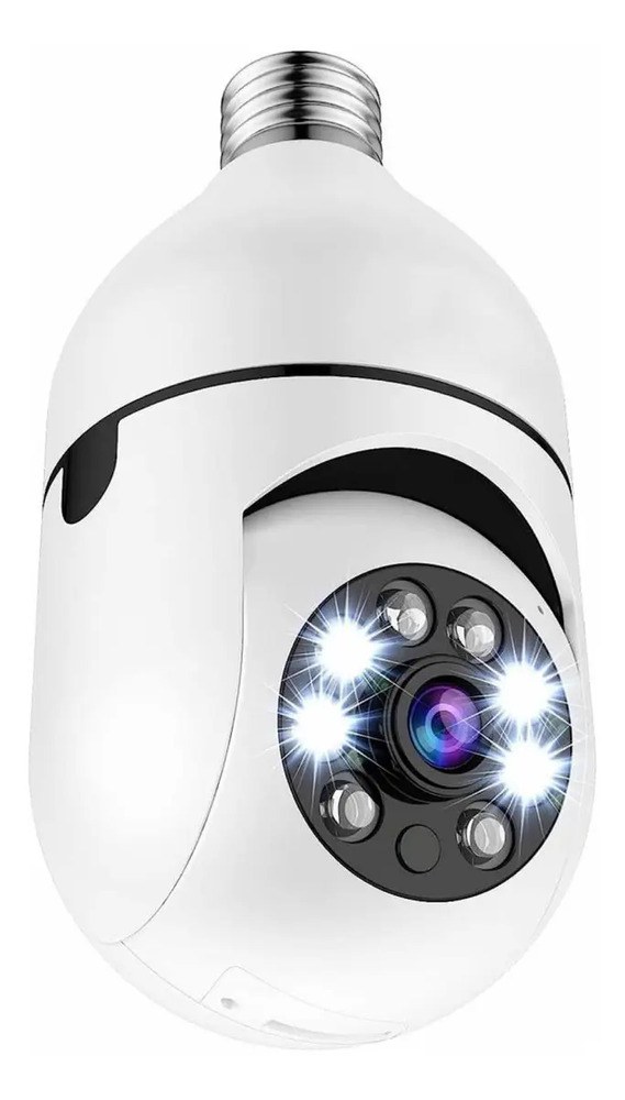 Câmera Lâmpada Jortan Giratória 360° Visão Noturna Wi-Fi Full HD E27