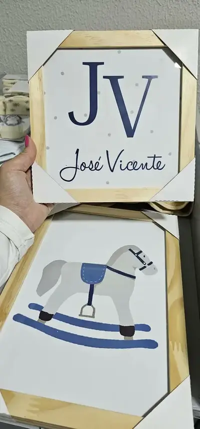 foto de Kit Quadro Decorativo Quarto Infantil Cavalinho De Balanço