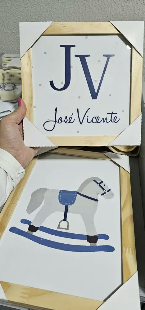 foto de Kit Quadro Decorativo Quarto Infantil Cavalinho De Balanço
