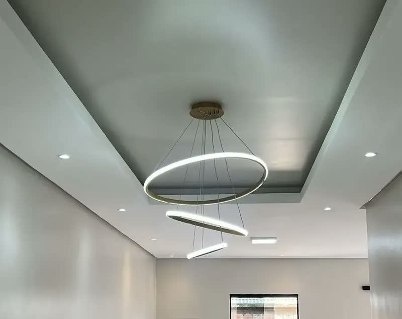 foto de Lustre Led Sala Moderno 72W 3 Arcos Pendente Luminária Teto Lustre Sala De Jantar Com Controle Luxo Moderno Cozinha Luminaria De Teto Para Sala Marca Camperluz