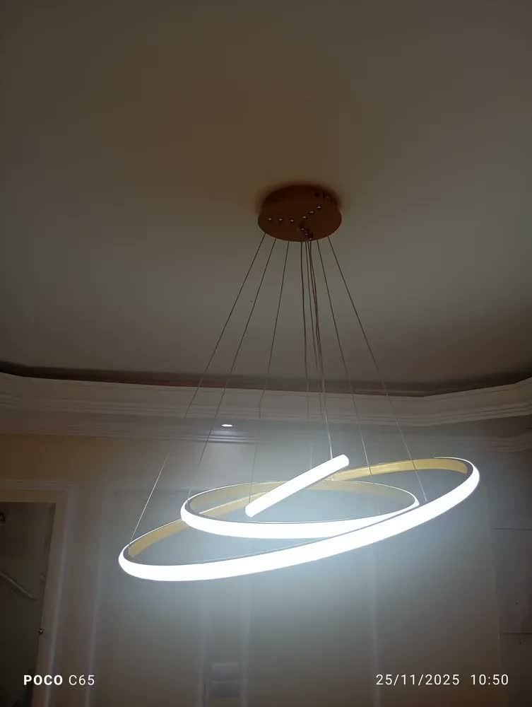 foto de Lustre Led Sala Moderno 72W 3 Arcos Pendente Luminária Teto Lustre Sala De Jantar Com Controle Luxo Moderno Cozinha Luminaria De Teto Para Sala Marca Camperluz