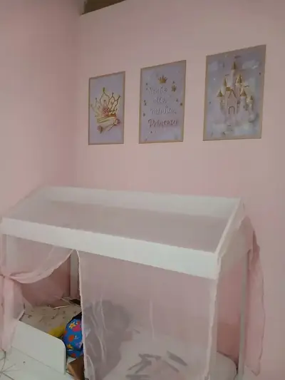 foto de Quadros Para Quarto De Menina Rosa Princesa Castelo 122x60
