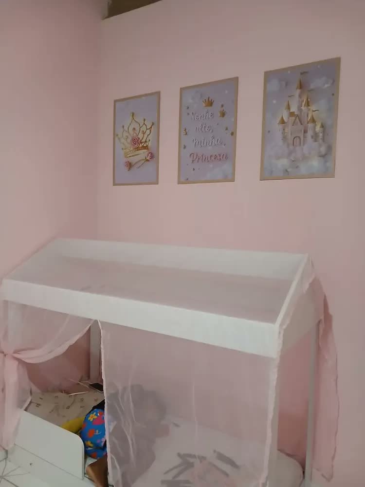 foto de Quadros Para Quarto De Menina Rosa Princesa Castelo 122x60