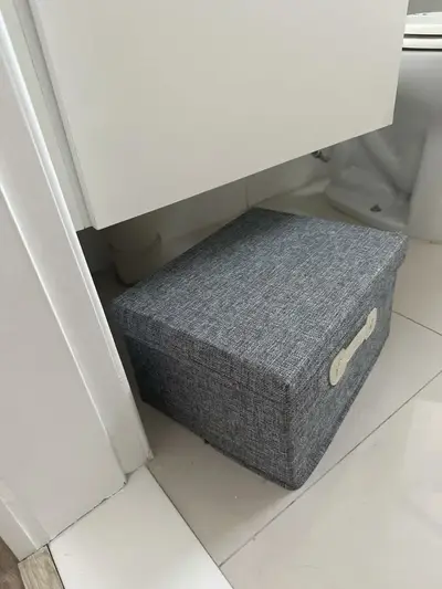 foto de Organizadora Caixa Cesto Cinza Dobrável Guarda Roupa Tampa 40x30x25cm Lisa